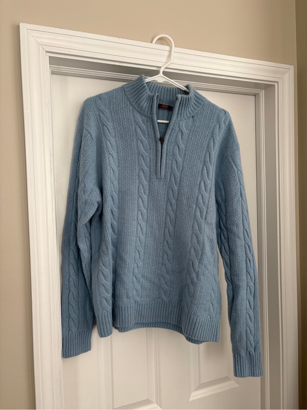 Raffi Cashmere Cableknit Quarter Zip Pullover Sweater Men’s Medium Cozycore Prep